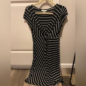 Motherhood Maternity Knee Length Dress - Medium - Black and White Striped
